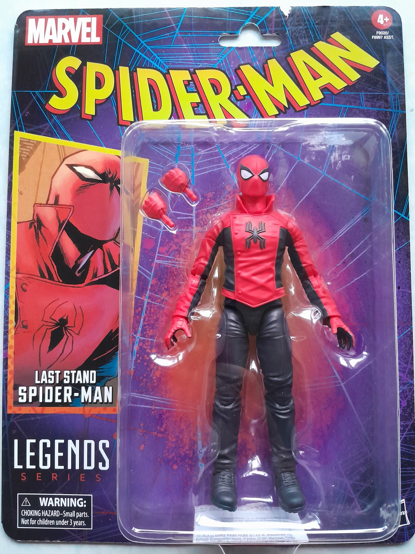 Marvel Legends Spider-Man action figure in packaging with red and black costume