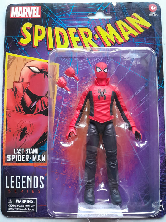 Marvel Legends Spider-Man action figure in packaging with red and black costume