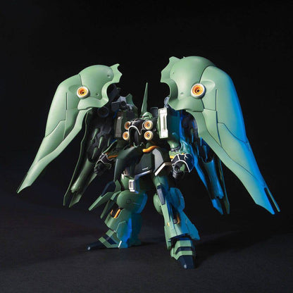 Mechanical robot model with green and blue color scheme on a black background