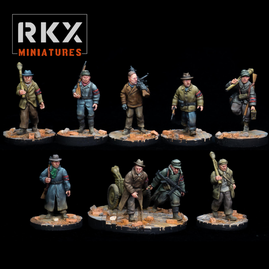 1/56 28mm Volksturm Marching Squad For Tabletop Wargaming